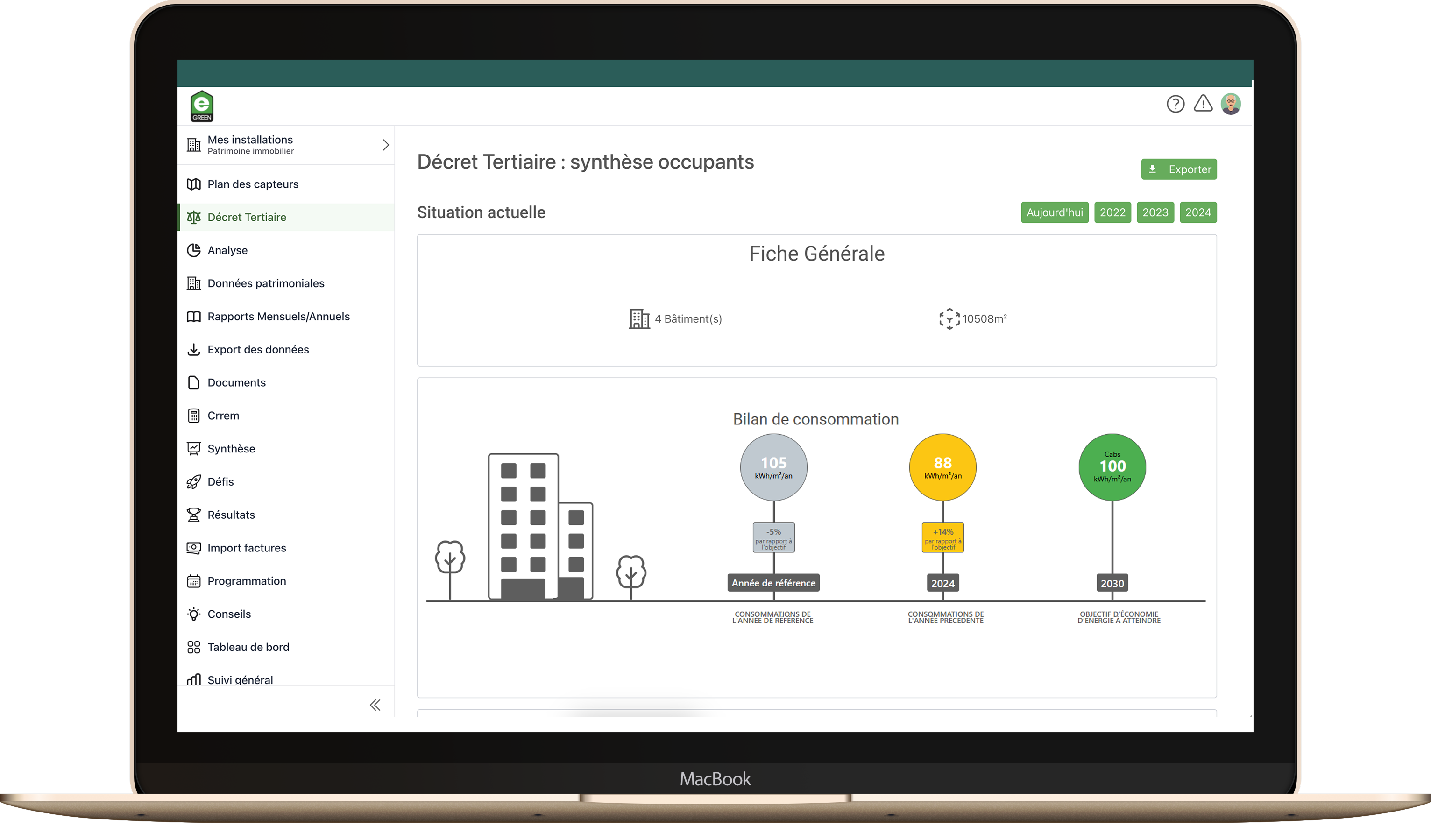 Plateforme d'energy management - Objectif Décret Tertiaire